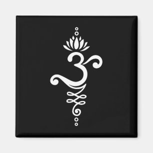 Om Mantra Yoga Symbol With Lotus Flower And Unalom Magnet