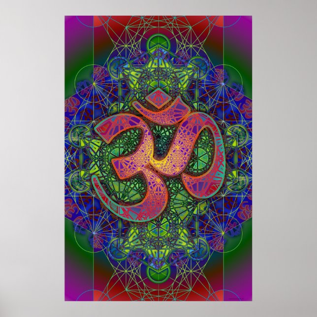 Om Metatron's Cube Mandala Poster (Front)