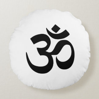 Om Namah Shivaya Aum Shanti Aum Om Symbol ॐ Peace Round Cushion