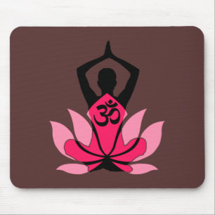 OM Namaste Spiritual Lotus Flower Yoga in Umber Mouse Pad