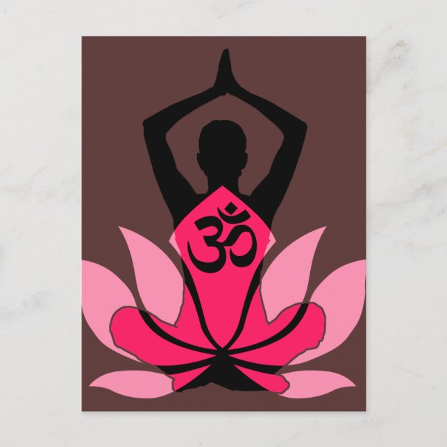 OM Namaste Spiritual Lotus Flower Yoga in Umber Postcard (Front)