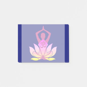 OM Namaste Spiritual Lotus Flower Yoga on Blue Post-it Notes