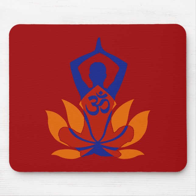 OM Namaste Spiritual Lotus Flower Yoga on Crimson Mouse Pad (Front)