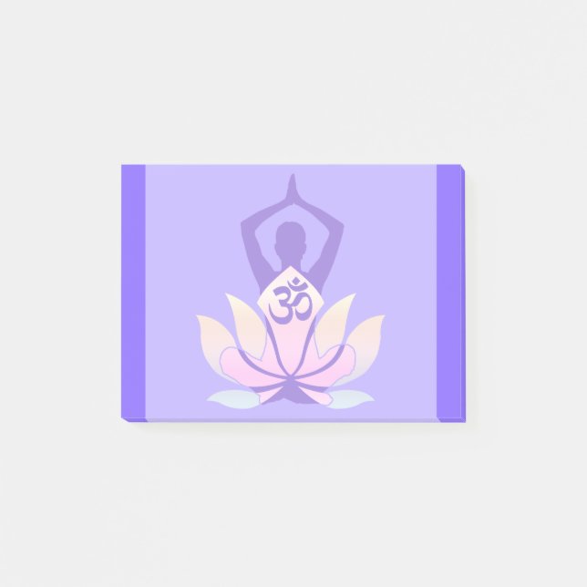OM Namaste Spiritual Lotus Flower Yoga on Mauve Post-it Notes (Front)