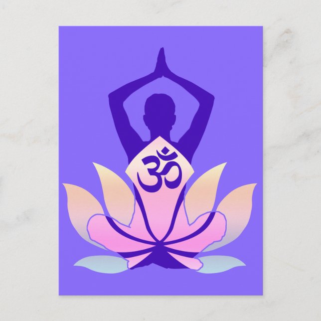 OM Namaste Spiritual Lotus Flower Yoga on Mauve Postcard (Front)
