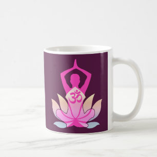 OM Namaste Spiritual Lotus Flower Yoga on Purple Coffee Mug