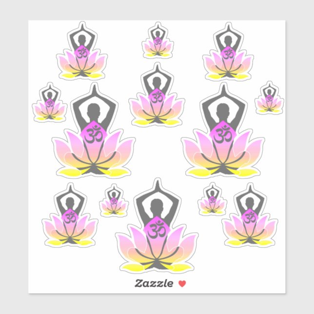 OM Namaste Spiritual Lotus Flower Yoga Pose (Sheet)