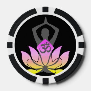 OM Namaste Spiritual Lotus Flower Yoga Pose Poker Chips