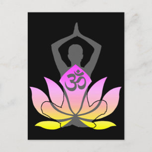 OM Namaste Spiritual Lotus Flower Yoga Pose Postcard