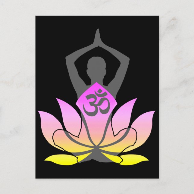 OM Namaste Spiritual Lotus Flower Yoga Pose Postcard (Front)