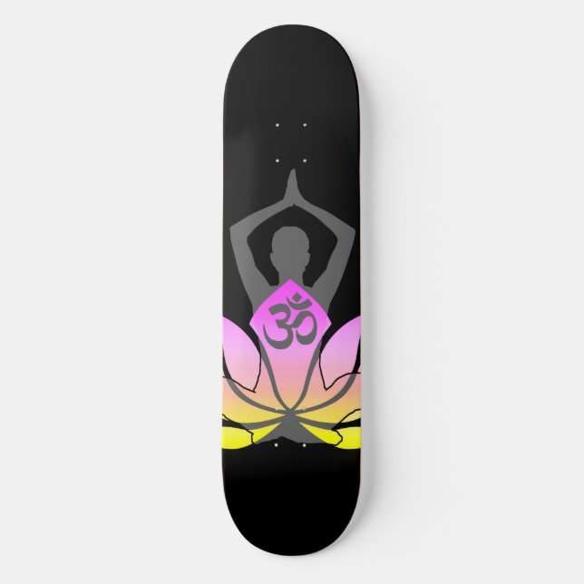 OM Namaste Spiritual Lotus Flower Yoga Pose Skateboard (Front)
