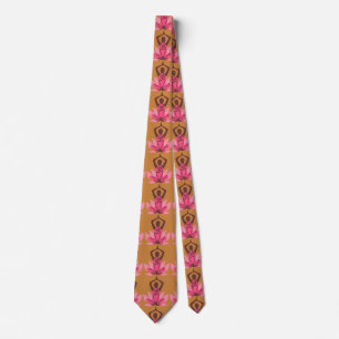 OM Namaste Spiritual Lotus Flower Yoga Pose Tie