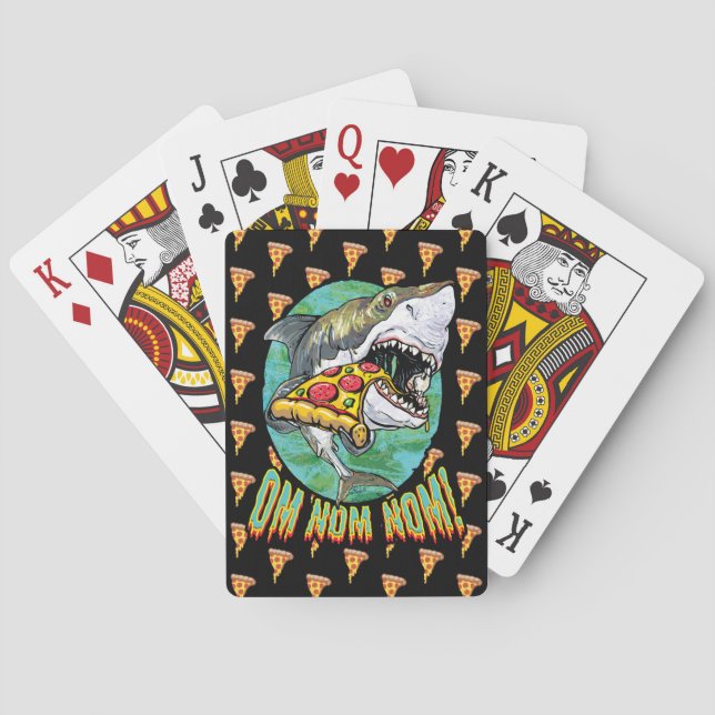 Om Nom Nom Pizza Shark Playing Cards (Back)