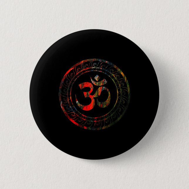 Om Ohm Aum Buddhism Symbol Yoga Sanskrit  6 Cm Round Badge (Front)