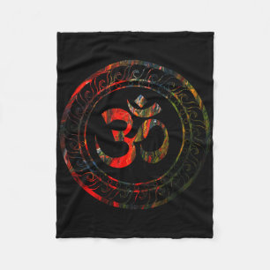 Om Ohm Aum Buddhism Symbol Yoga Sanskrit Fleece Blanket
