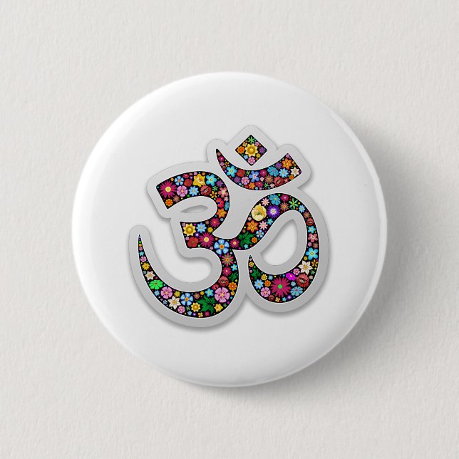 Om Ohm Aum Namaste Yoga Symbol 6 Cm Round Badge (Front)