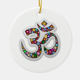 Om Ohm Aum Namaste Yoga Symbol Ceramic Tree Decoration