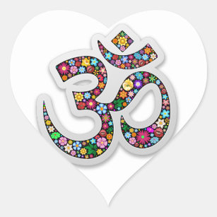 Om Ohm Aum Namaste Yoga Symbol Heart Sticker