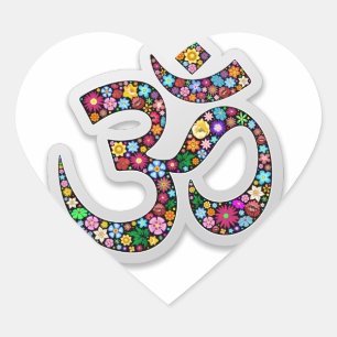 Om Ohm Aum Namaste Yoga Symbol Heart Sticker