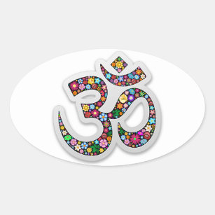 Om Ohm Aum Namaste Yoga Symbol Oval Sticker