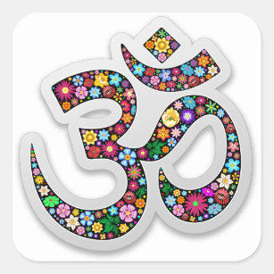 Om Ohm Aum Namaste Yoga Symbol Square Sticker