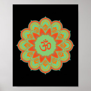 Om Ohm Aum Symbol Mandala Spiritual Yoga Gift Poster