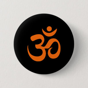 Om Omkar Aum Symbol Orange Graphic Spiritual Yoga  6 Cm Round Badge