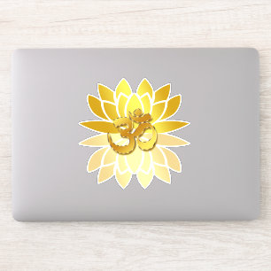 OM Omkara and Gold Coloured Lotus Flower