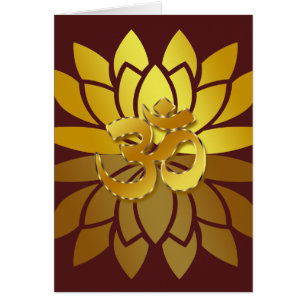 OM Omkara and Gold Coloured Lotus Flower