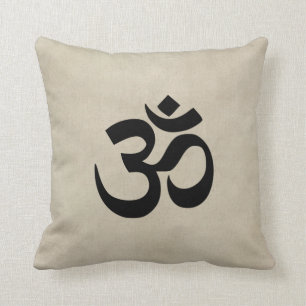 Om on cream grunge cushion