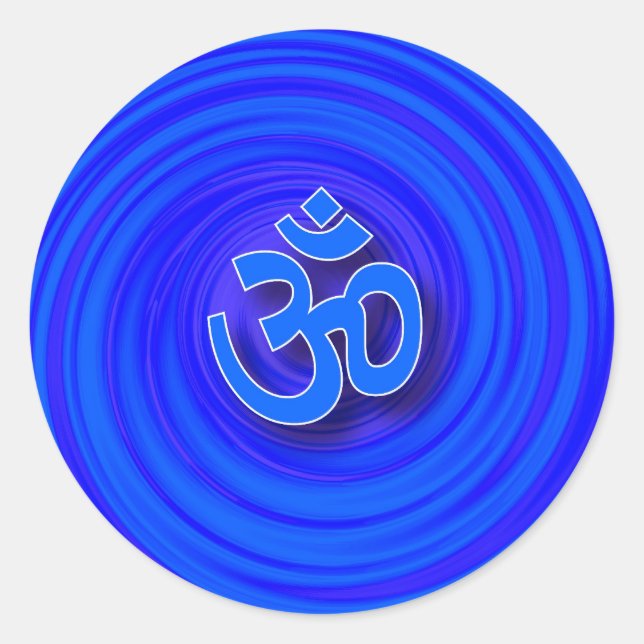 Om On Twirl Background Classic Round Sticker (Front)