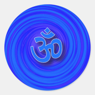 Om On Twirl Background Classic Round Sticker