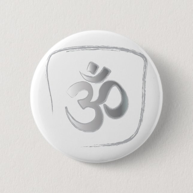 Om or Aum Mantra Meditation 6 Cm Round Badge (Front)