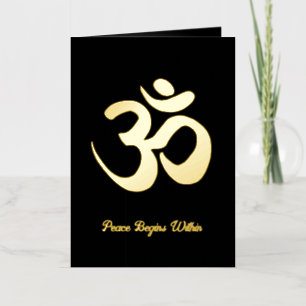 Om   Peace Begins Within   Breathing Meditation Foil Greeting Card