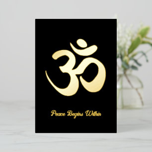 Om   Peace Begins Within   Breathing Meditation Foil Holiday Card