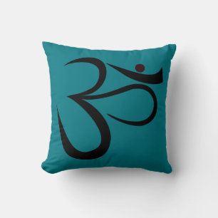 Om Pillow - Teal with Black Back