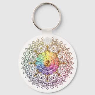 Om Rainbow Mandala Key Ring