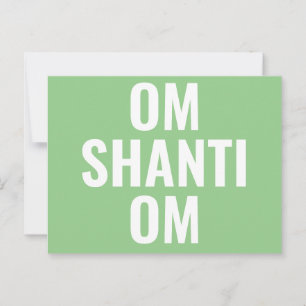Om Shanti Om Green White Sanskrit Mantra Postcard