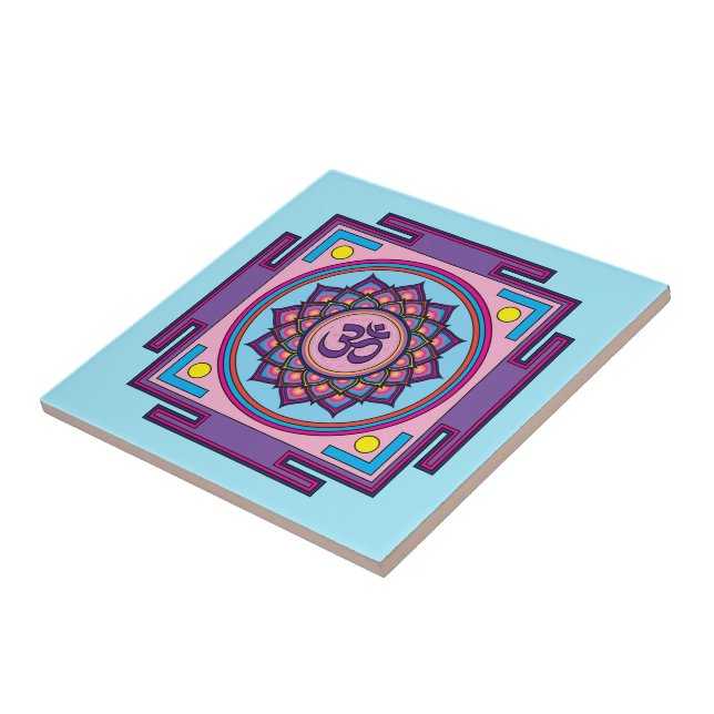 Om Shanti Om Mandala Ceramic Tile (Side)