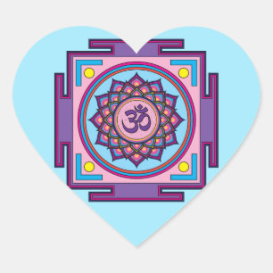 Om Shanti Om Mandala Heart Sticker