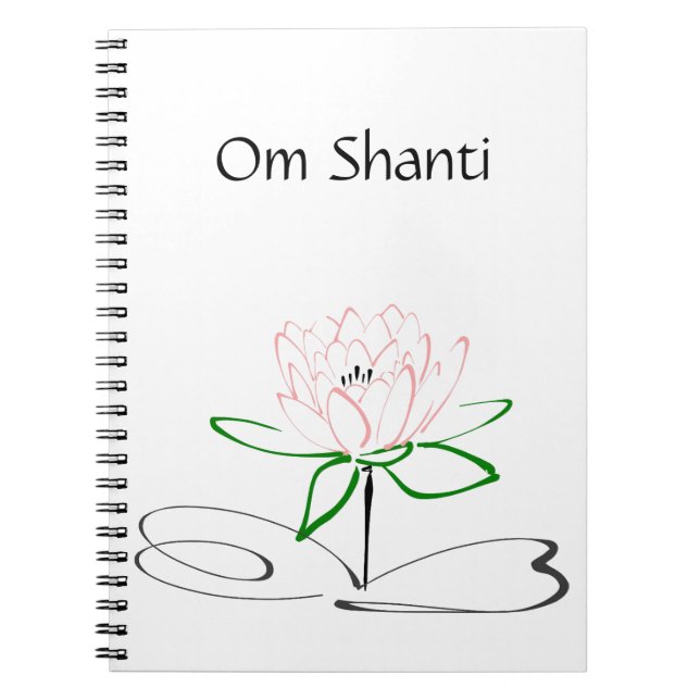 Om Shanti Pink Green Lotus Journal (Front)