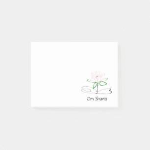 Om Shanti Pink Green Lotus Post-its Post-it Notes