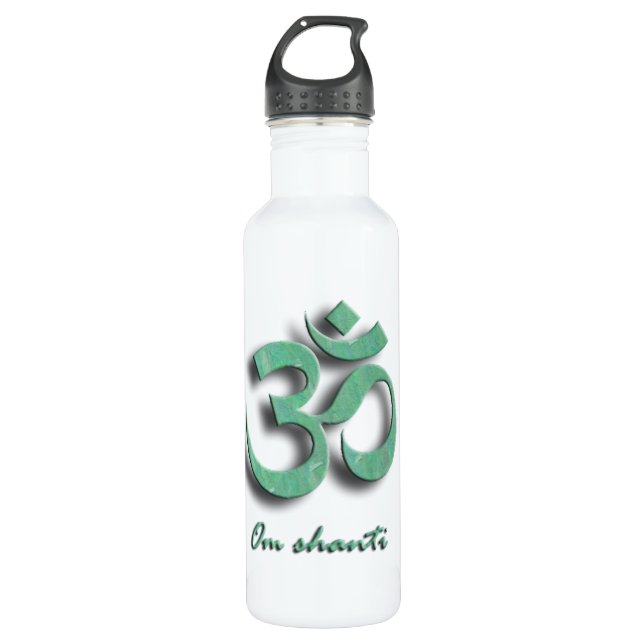 Om Shanti Symbol Stainless Water Bottle (Front)