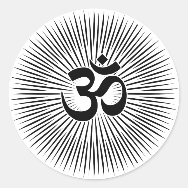 Om Sign Black Design Classic Round Sticker (Front)