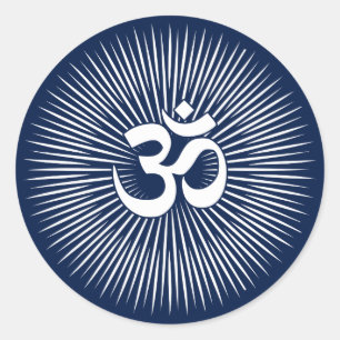 Om Sign White Design Classic Round Sticker