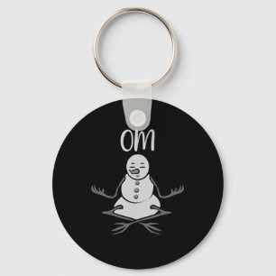 Om Snowman In Lotus Yoga Pose Christmas Gift Key Ring
