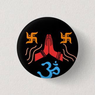 Om swastik devotion  3 cm round badge