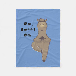 Om, Sweet Om - Funny Llama Yoga Pun        Fleece Blanket