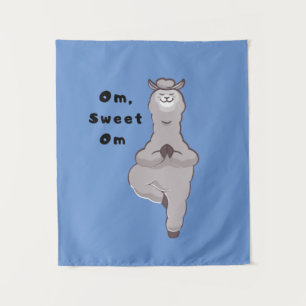 Om, Sweet Om - Funny Llama Yoga Pun Tapestry