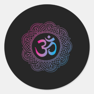 Om Symbol Aum Ohm Hindu Zen Tantra Yoga Day Namast Classic Round Sticker